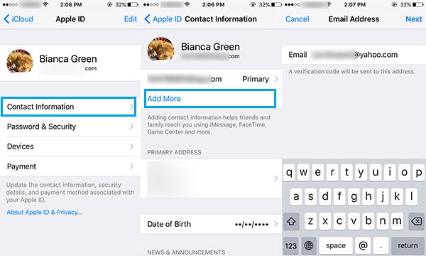 how to change icloud email address password