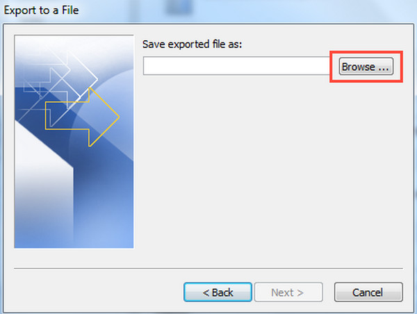 Save Exported File from Outlook 2010 As