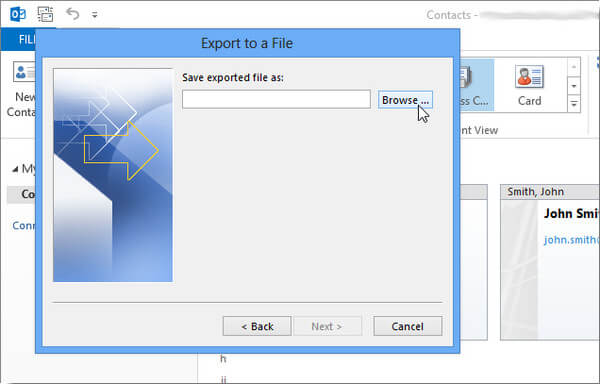 Select Exported File As