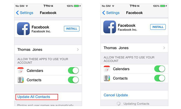 Sync Facebook Contacts to iPhone