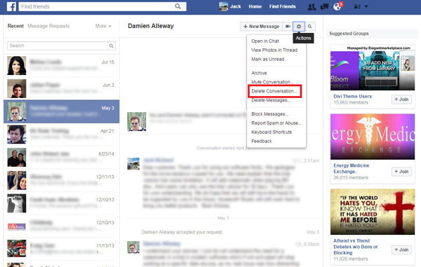 How to Delete Facebook Conversations from Facebook Homepage