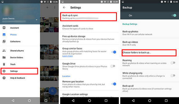 Google photos backup on android