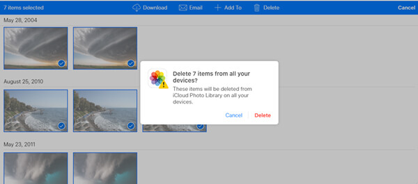 Delete Photos from icloud.com