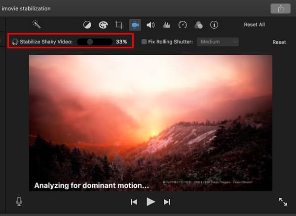 Click iMovie Stabilization