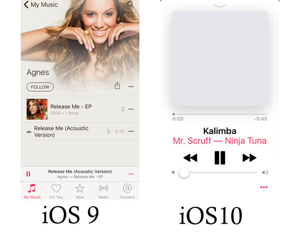 iOS 10 VS iOS 9 Music