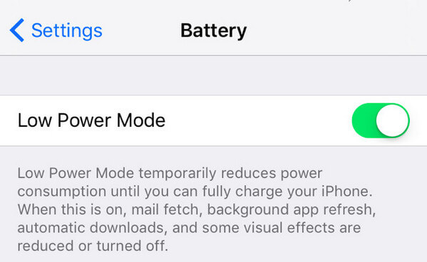 Lower Power Mode above iPhone Battery Percentage