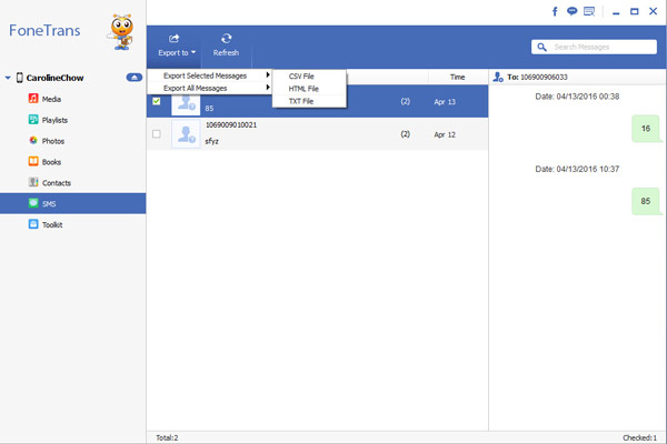 Save Text Messages with FoneTrans
