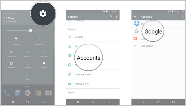 Google Account on Android Settings