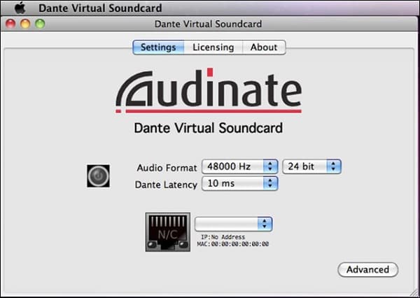 Audinate dante virtual sound card
