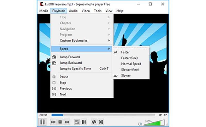 Sigma Media Player with speed control