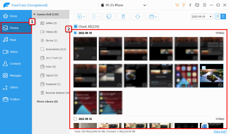 Select HEIC Photos to Transfer