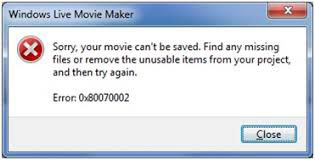 Windows Movie Maker Error Code
