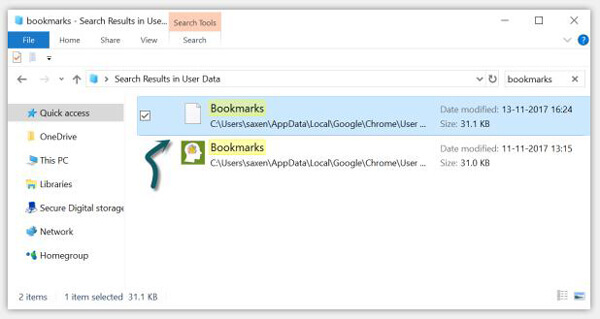 Restore Deleted Chrome Bookmarks