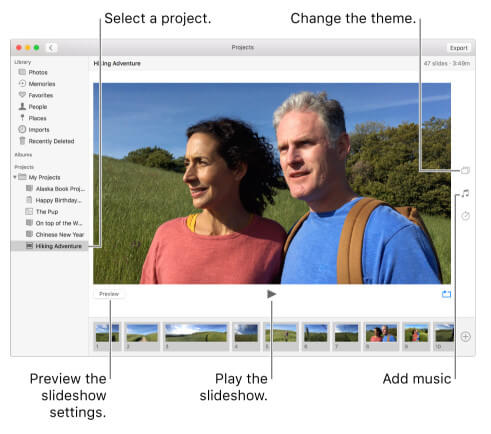 Make Slidershow with Music in iPhoto