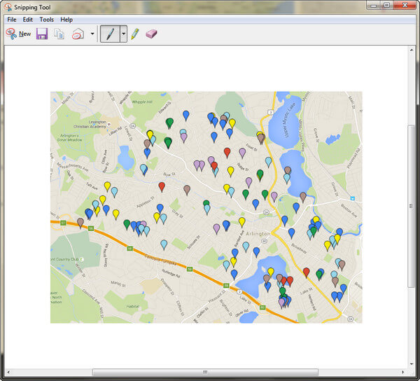 Screenshot Google Maps with Snipping Tool