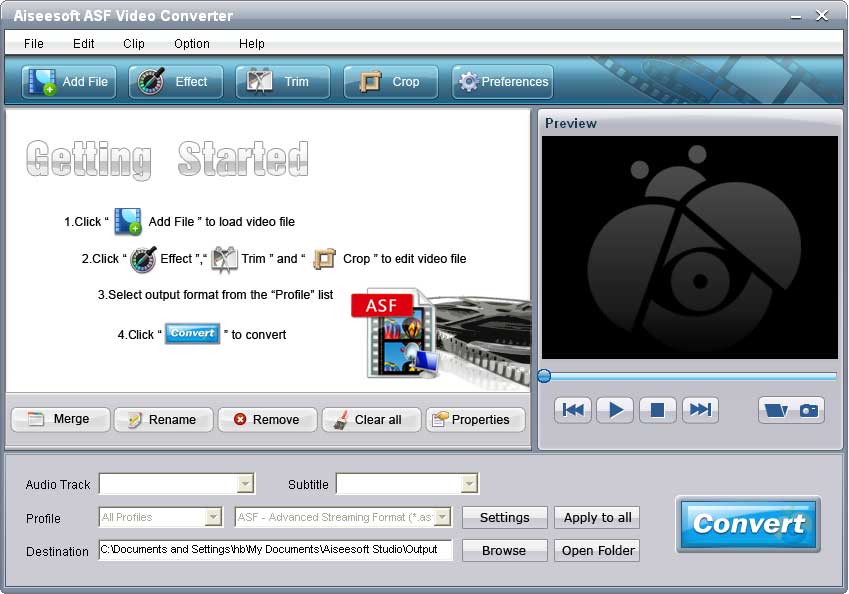 Screenshot of Aiseesoft ASF Video Converter