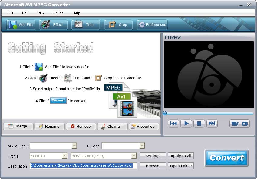 Screenshot of Aiseesoft AVI MPEG Converter