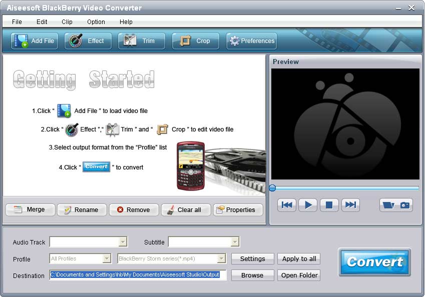 Screenshot of Aiseesoft BlackBerry Video Converter