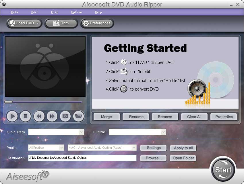 Screenshot of Aiseesoft DVD Audio Ripper 5.0.08