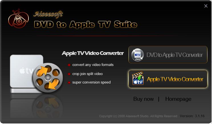 Screenshot of Aiseesoft DVD to Apple TV Suite 3.1.08