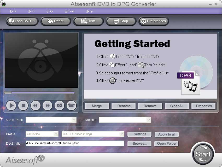 Screenshot of Aiseesoft DVD to DPG Converter