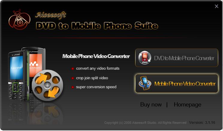 Aiseesoft DVD to Mobile Phone Suite is a professional Mobile Phone Converter