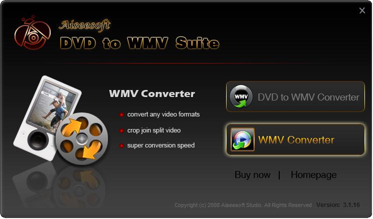 Screenshot of Aiseesoft DVD to WMV Suite