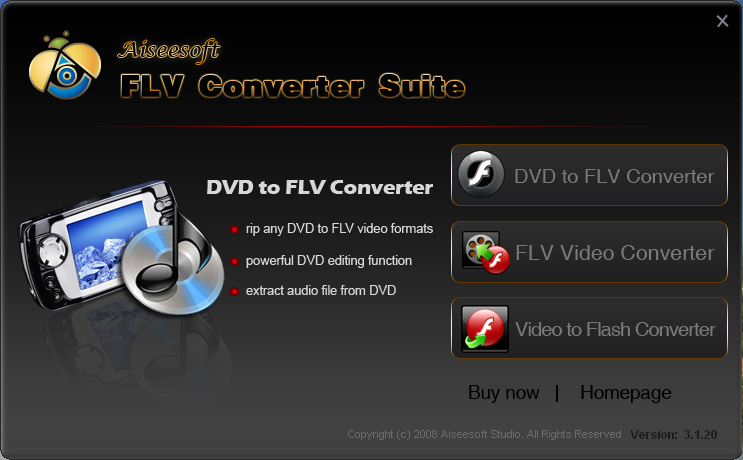 Screenshot of Aiseesoft FLV Converter Suite 3.1.08