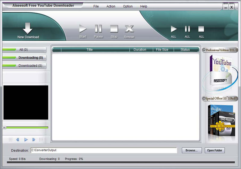 Screenshot of Aiseesoft Free YouTube Downloader 3.3.08