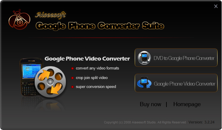 Screenshot of Aiseesoft Google Phone Converter Suite 3.3.20