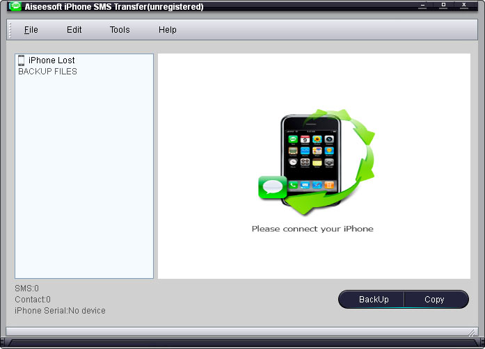 Screenshot of Aiseesoft iPhone SMS Transfer 1.2.8