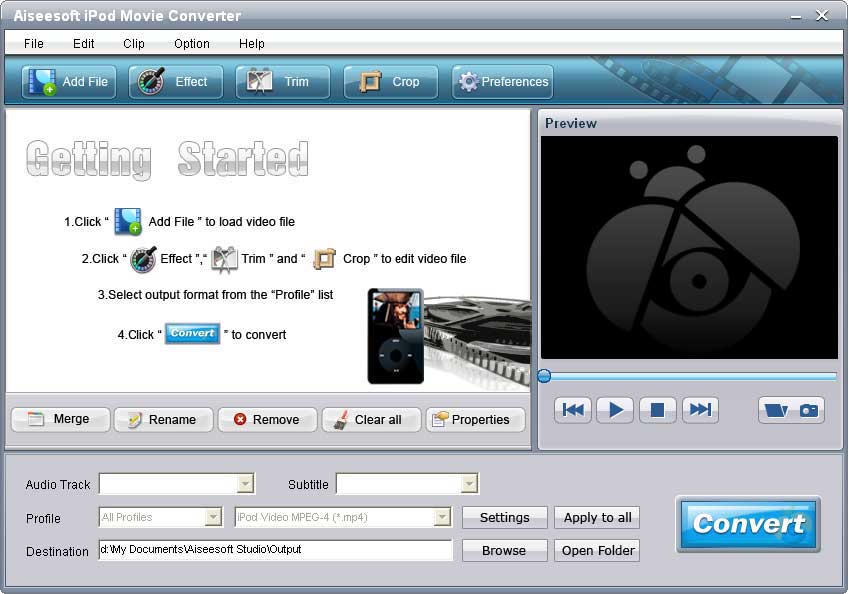 Screenshot of Aiseesoft iPod Movie Converter