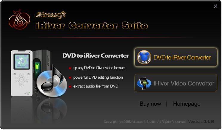 Screenshot of Aiseesoft iRiver Converter Suite