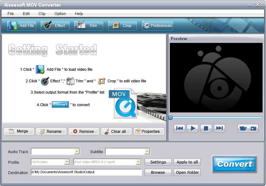 Screenshot of Aiseesoft MOV Converter 5.0.08