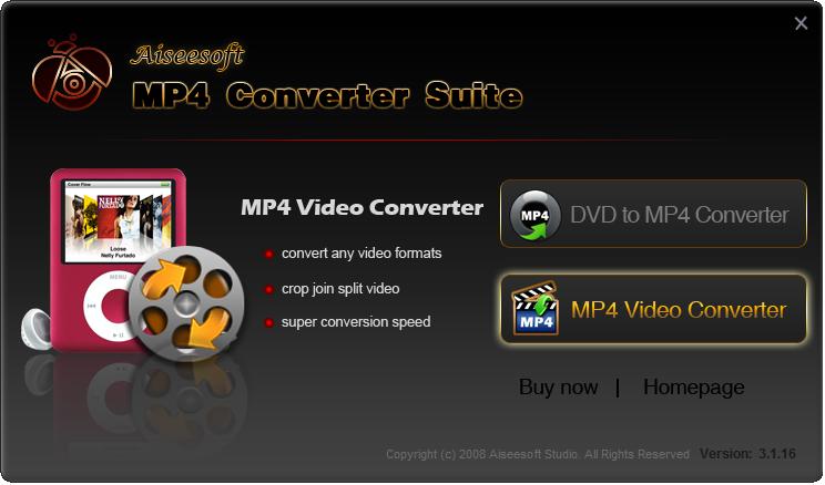 Screenshot of Aiseesoft MP4 Converter Suite