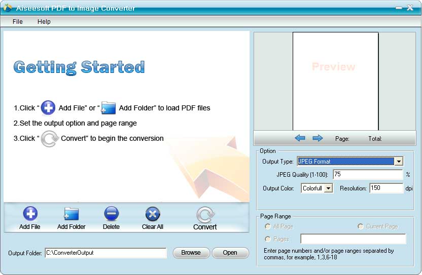 Screenshot of Aiseesoft PDF to Image Converter