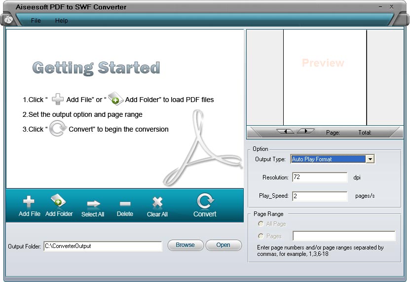 Aiseesoft PDF to SWF Converter Screenshot