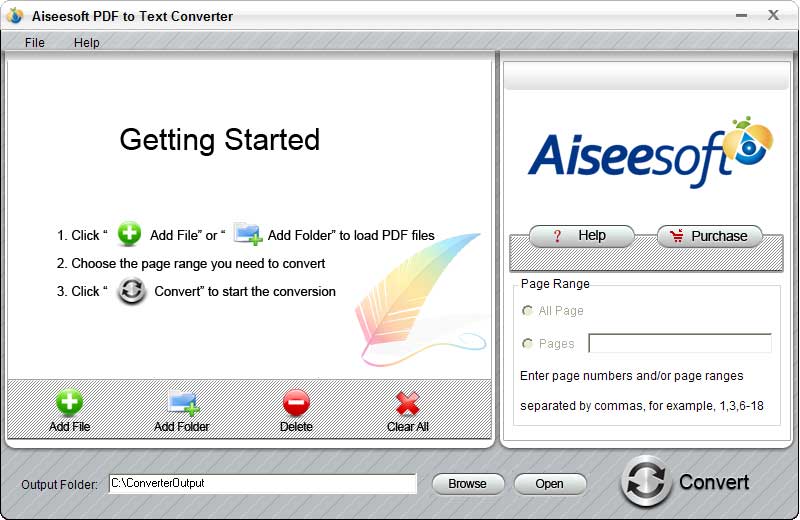 Screenshot of Aiseesoft PDF to Text Converter