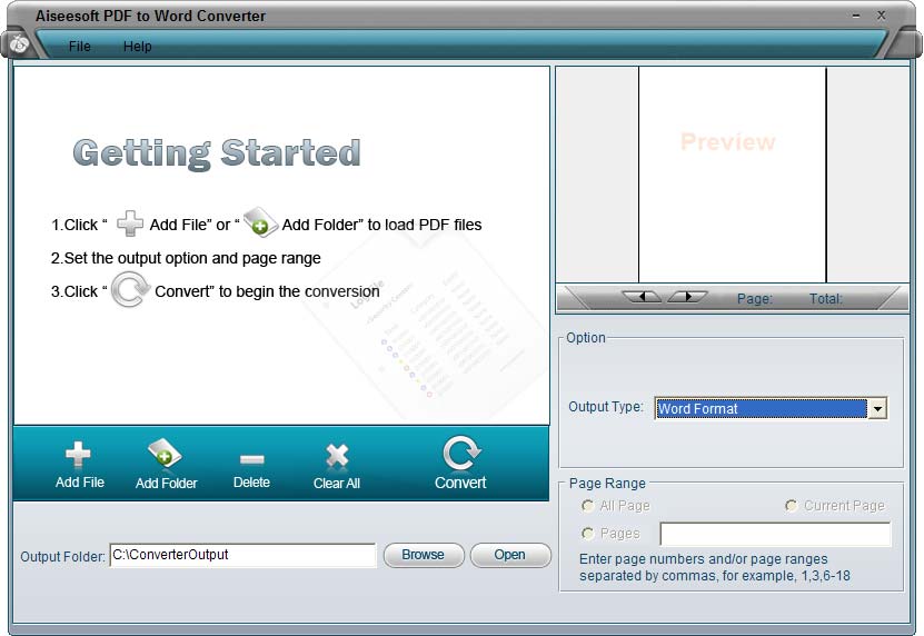 Screenshot of Aiseesoft PDF to Word Converter 2.0.08