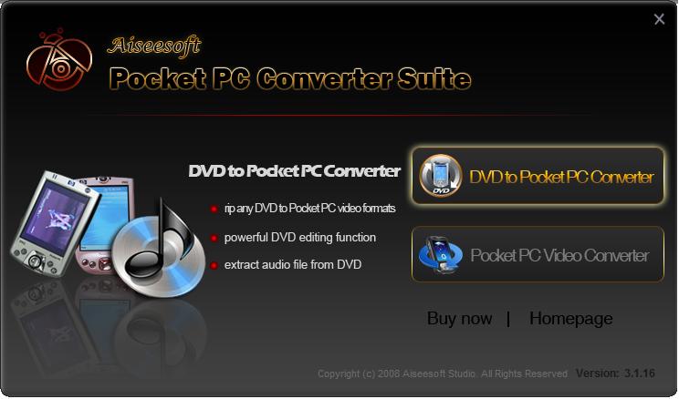 Screenshot of Aiseesoft Pocket PC Converter Suite