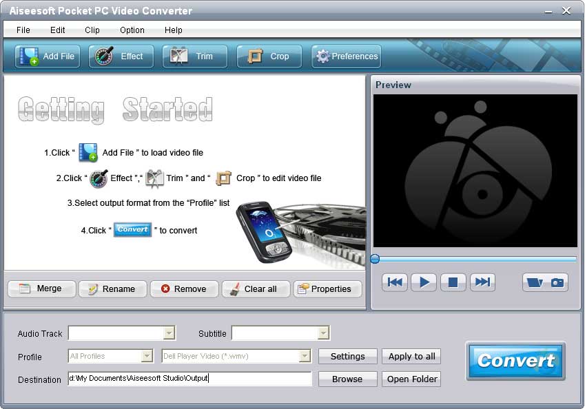 Screenshot of Aiseesoft Pocket PC Video Converter