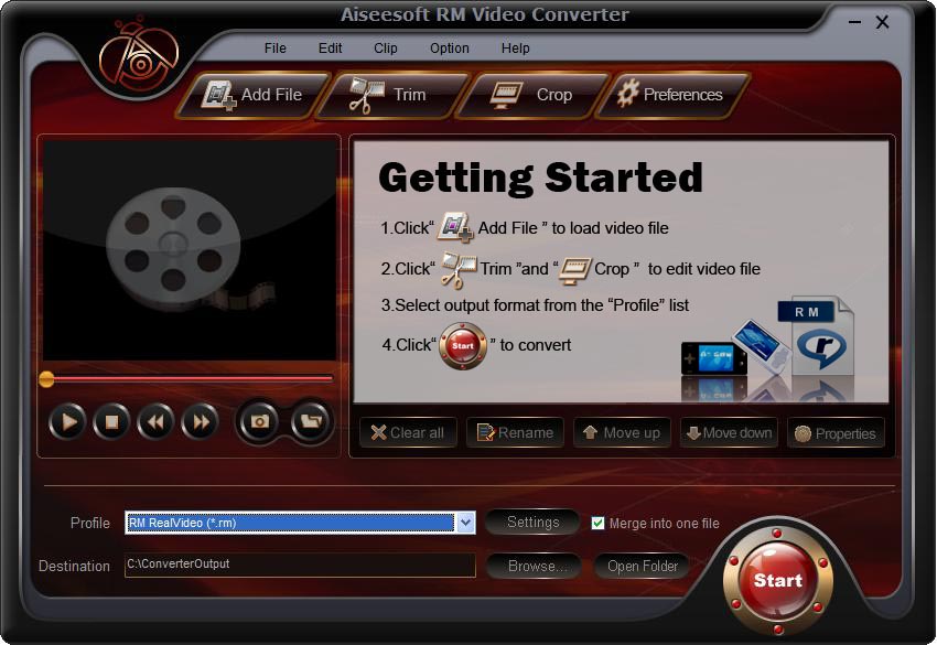 Screenshot of Aiseesoft RM Video Converter