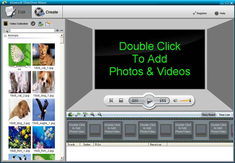 Create your own Slide show from your source media files.