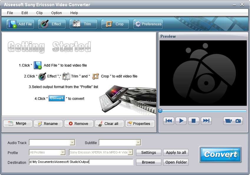 Screenshot of Aiseesoft Sony Ericsson Video Converter