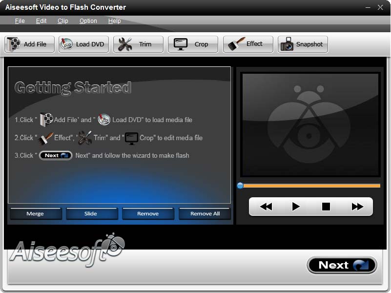Screenshot of Aiseesoft Video to Flash Converter 5.0.08