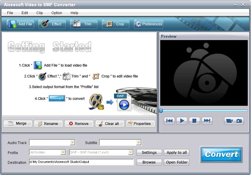 Screenshot of Aiseesoft Video to SWF Converter