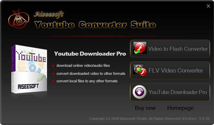 Screenshot of Aiseesoft Youtube Converter Suite