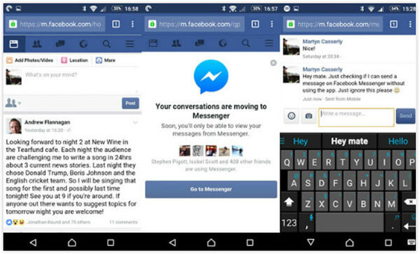 Send Facebook Messenger with Mobile Browser