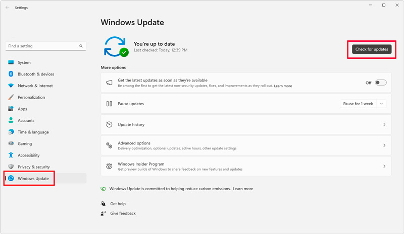Check for System Updates Windows 10 11