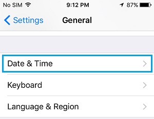 Date time settings on iPhone